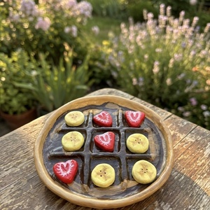 Obiect decorativ din lut, model Clatita cu Nutella � Joc interactiv X si O (Handmade), Casa & Stil de viata, Decoratiuni de casa, Decoratiuni de masa si rafturi, Decoratiuni de masa, Obiecte pictate, Pictura, ARTYNOS