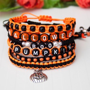 Brățară macramé împletită - Halloween Pumpkin negru/portocaliu -  - Artynos.ro