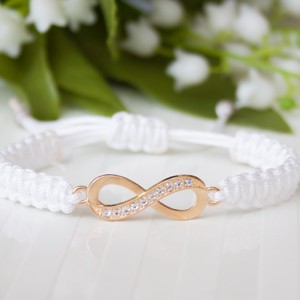 Bratara macramé impletita - Infinity alb/dorat, , , ARTYNOS