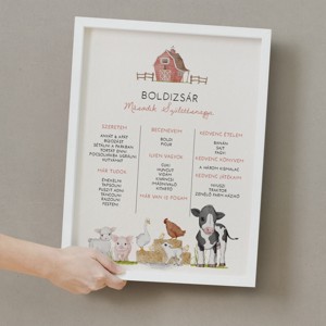 Știu deja ..., artă de perete cu animale de fermă, poster aniversar pentru copii -  - Artynos.ro