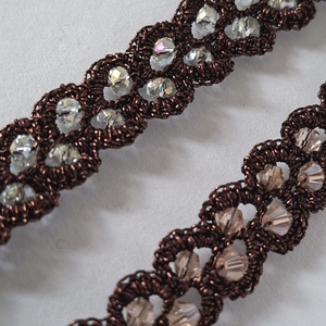 Bratari elegante maro bronz cu cristale transparente - bijuterii - brățări - brățări din mărgele - Artynos.ro