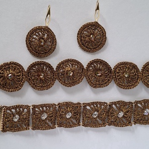 Set bijuterii pe bronz cu cristale transparente aramii - bijuterii - seturi de bijuterii - Artynos.ro