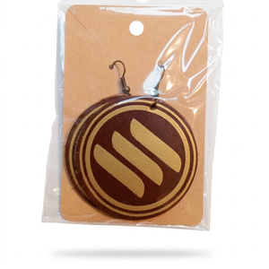 Cercei handmade din piele cu model geometric maro și auriu, 5 cm,  - bijuterii - cercei - cercei lungi - Artynos.ro