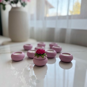 Lumânare cu recipient din beton decorat, Accesorii nuntă, Materiale decor pentru nuntă, Lumânări de nuntă și suport lumânări, , ARTYNOS