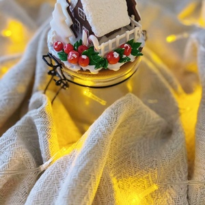 Borcanas decorat Casuta din turta dulce - casă & stil de viață - accesorii pentru echipamente de bucătărie - instrumente de depozitare pentru bucătărie - recipient pentru unt și borcane miere - Artynos.ro