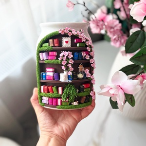 Vaza Biblioteca, Casa & Stil de viata, Decoratiuni de casa, Accesorii florale, Vaze, , Acest model este lucrat manual din lut polimeric., ARTYNOS