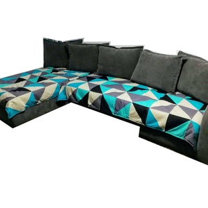 Set Huse Coltar - triunghiuri turcoaz/gri, Casă & Stil de viață, Textile de casă, Cuvertură de pat, Cusătură, Patchwork, matlasare, ARTYNOS