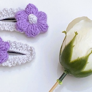 Set clame cu floare crosetata - îmbrăcăminte și modă - accesorii păr - bandă de păr și agrafe păr - Artynos.ro