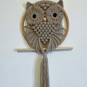 Bufnita macrame, decor boho - casă & stil de viață - accesorii pentru decorat casa - decorațiuni de pereți, decorațiuni suspendate - decorațiuni perete, macramé - Artynos.ro