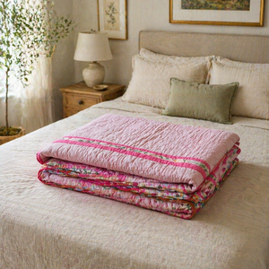 Cuvertura Patchwork Rose Blush - casă & stil de viață - textile de casă - cuvertură de pat - Artynos.ro