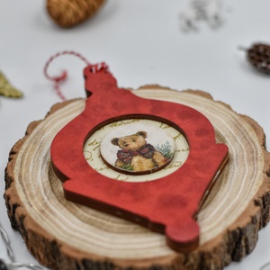 Ornament de Crăciun din lemn, realizat prin tehnica decupajului - crăciun - cadouri de moș crăciun - decor cu moș crăciun - Artynos.ro