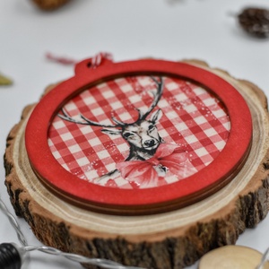 Ornament de Crăciun din lemn, realizat prin tehnica decupajului - crăciun - cadouri de moș crăciun - decor cu moș crăciun - Artynos.ro