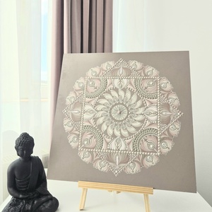 Mandala pictata manual Radacini de Lumina . Arta originala in nuante mocha mousse, Casa & Stil de viata, Decoratiuni de casa, Decor spiritual, Mandala, Pictura, ARTYNOS