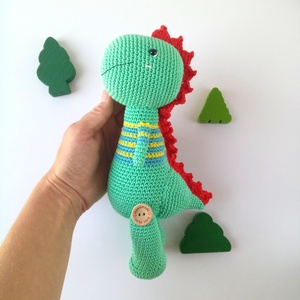 Jucărie croșetată dinozaur Dino - jucării și echipamente pentru copii - plușuri - păpușă croșetată, păpușă de pluș - Artynos.ro