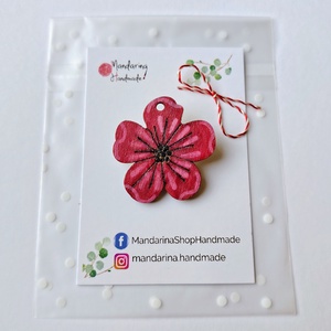 Mărțișoare din lemn pictate manual � Model flori 3.5 cm - bijuterii - mărțișor - Artynos.ro