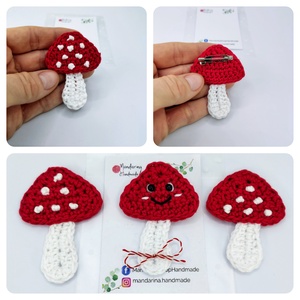 Ciupercuță din bumbac, mărțișor croșetat  - bijuterii - mărțișor - Artynos.ro