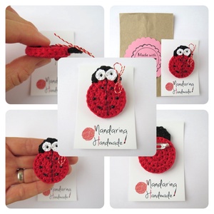 Buburuza Rotocol, mărțișor croșetat  - bijuterii - mărțișor - Artynos.ro