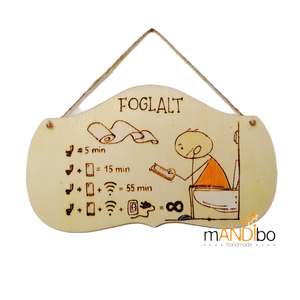 Tablita pirogravata haioasa pentru usa baii, Casă & Stil de viață, Accesorii baie, Decorațiuni baie și de toaletă, Gravare, pirogravură, Prelucrarea lemnului, ARTYNOS