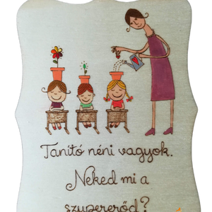 Tablita pirogravata pentru educatoare, Casa & Stil de viata, Accesorii pentru decorat casa, Decoratiuni de pereti, decoratiuni suspendate, Decoratiuni suspendate, Gravare, pirogravura, Prelucrarea lemnului, ARTYNOS
