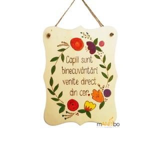 Tablita pirogravata - Copiii sunt binecuvantari, Casă & Stil de viață, Echipament pentru camera copiilor, Decorațiuni pentru camera copilului, Gravare, pirogravură, Prelucrarea lemnului, ARTYNOS