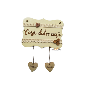 Tabliță pirogravată personalizabilă- Casă, dulce casă - casă & stil de viață - accesorii pentru decorat casa - decorațiuni de pereți, decorațiuni suspendate - decorațiuni suspendate - Artynos.ro