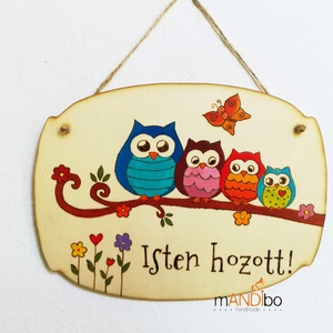 Tabliță pirogravată personalizabilă cu bufnițe  - casă & stil de viață - accesorii pentru decorat casa - decorațiuni de pereți, decorațiuni suspendate - decorațiuni suspendate - Artynos.ro