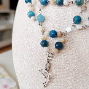 Seafoam � Set bijuterii unicat din apatit și sidef � colier, cercei și brățară - bijuterii - seturi de bijuterii - Artynos.ro