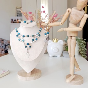 Seafoam � Set bijuterii unicat din apatit si sidef � colier, cercei si bratara, Bijuterii, Seturi de bijuterii, Altele, ARTYNOS