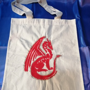 Sacosa dragon rosu, Genti si portofele, Geanta pentru cumparaturi, Totebaguri, Broderie, ARTYNOS