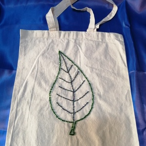 Sacosa frunza verde , Genti si portofele, Geanta pentru cumparaturi, Totebaguri, Broderie, ARTYNOS