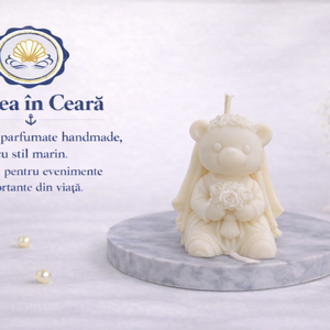 Lumanare decorativa Ursulet Mireasa  handmade Marea in Ceara, Accesorii nunta, Amintiri si cadouri de nunta, Cadou nunta, Set de ceremonie, Ceramica, Lumanare si fabricarea lumanarilor, ARTYNOS