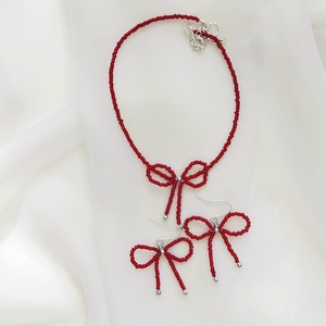 Set Choker si cercei cu fundite - bijuterii - seturi de bijuterii - Artynos.ro