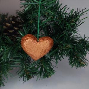 Set Globuri de Craciun,Inimioare pentru brad din papier-mâché  handmade, eco-friendly - crăciun - decorațiuni de crăciun de casă - globuri de crăciun - Artynos.ro