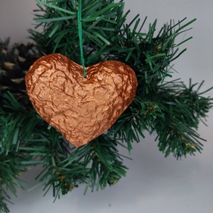 Set Globuri de Craciun,Inimioare pentru brad din papier-mâché  handmade, eco-friendly - crăciun - decorațiuni de crăciun de casă - globuri de crăciun - Artynos.ro