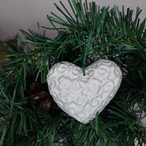 Set Globuri de Craciun,Inimioare pentru brad din papier-mâché  handmade, eco-friendly - crăciun - decorațiuni de crăciun de casă - globuri de crăciun - Artynos.ro