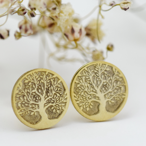 Cercei cu Surub � Simbol Copacul Vietii � Argint 925 suflat cu Aur, Bijuterii, Cercei, Cercei din argint, Altele, ARTYNOS