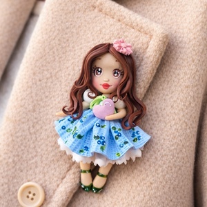 Brosa papusica- Afinuta, Bijuterii, Brose, Lucrare cu argila, Sculptura, ARTYNOS