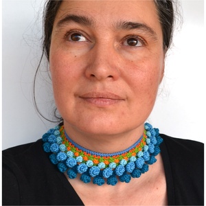Colier etno crosetat Blue dreams - bijuterii - coliere - coliere statement - Artynos.ro
