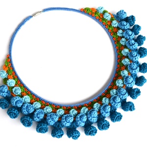 Colier etno crosetat Blue dreams - bijuterii - coliere - coliere statement - Artynos.ro