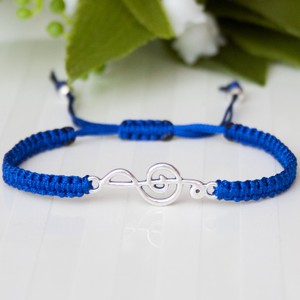 Bratara macramé impletita - Cheie de acordaj Cheie G pentru vioara - Albastru, Bijuterii, Bratari, Bratara impletita, bratara din fire, , ARTYNOS