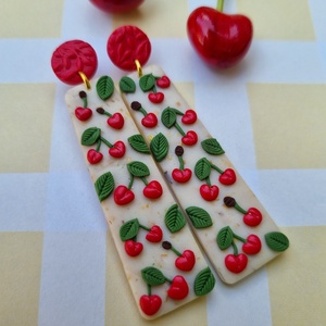 Cercei lungi cu pattern cirese, Bijuterii, Cercei, Cercei agatati, Confectionarea bijuteriilor, ARTYNOS