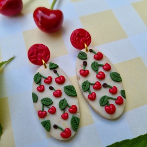 Cercei lungi cu pattern cirese, Bijuterii, Cercei, Cercei agatati, Confectionarea bijuteriilor, ARTYNOS