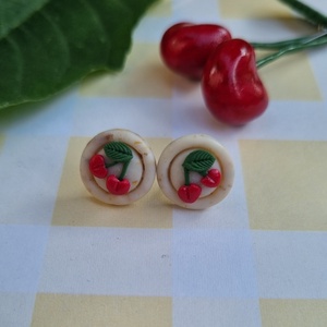 Cercei stud cu cireșe - bijuterii - cercei - cercei cerc - Artynos.ro