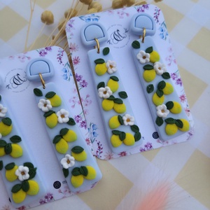 Cercei lungi cu pattern lămâie - bijuterii - cercei - cercei agățați - Artynos.ro