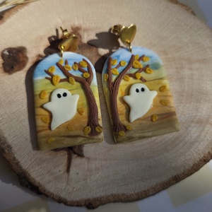 Cercei peisaj cu fantoma, Bijuterii, Cercei, Cercei Hoops, Confectionarea bijuteriilor, ARTYNOS