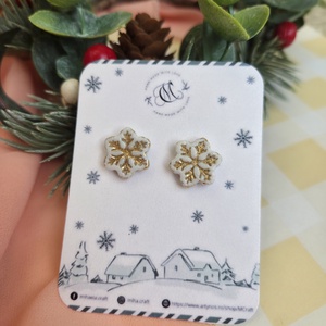 Cercei tinta fulg de nea auriu, Craciun, Cadouri de Mos Craciun, Cadouri de Mos Craciun, Confectionarea bijuteriilor, ARTYNOS