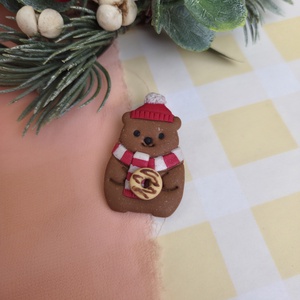 Broșă ursuleț zărneștean - crăciun - cadouri de moș crăciun - cadouri de moș crăciun - Artynos.ro