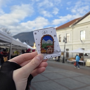 Brosa cu munti si centrul orasului, Craciun, Cadouri de Mos Craciun, Cadouri de Mos Craciun, Confectionarea bijuteriilor, ARTYNOS