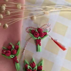 Broșă Mărțișor buchet de lalele - bijuterii - mărțișor - Artynos.ro