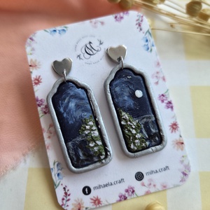 Cercei peisaj sub clar de luna, Bijuterii, Cercei, Cercei cu figurine, Confectionarea bijuteriilor, ARTYNOS